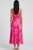 Strapless Ruffled A Line Floral Appliqued Yellow Wedding Guest Dress