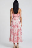 Strapless Ruffled A Line Floral Appliqued Yellow Wedding Guest Dress