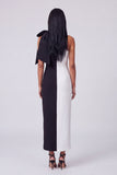 One Shoulder Bodycon ColorBlock Fuchsia and Red Formal Dress