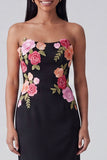 Strapless Light Yellow Printed Sheath Wedding Guest Dress