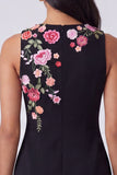 Black Floral Bodycon Sleeveless Mini Wedding Guest Dress