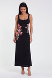 Black Floral Mermaid Maxi Wedding Guest Dress