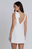Bowed Bodycon Satin Mini White Dress