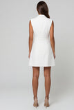 White Notched Lapel Sleeveless A Line Mini Work Dress