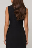 Black Notched Lapel Sleeveless Bodycon Mini Work Dress