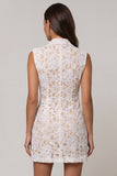 Ivory Peaked Lapel Burnout Bodycon Mini Work Dress