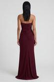 Burgundy Sweetheart Mermaid Formal Dress with Slit