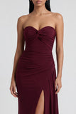 Burgundy Sweetheart Mermaid Formal Dress with Slit