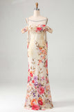 Sheath Black Cold Shoulder Floral Wedding Guest Dress with Sash