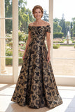 Black Floral Off the Shoulder A Line Mother of the Bride Dress