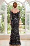 Black Off the Shoulder Appliqued Mermaid Mother of the Bride Dress