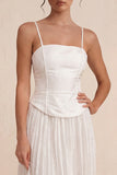 A Line Straphetti Straps White Dress