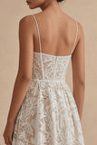 Lace A Line Corset Midi White Dress