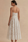Lace A Line Corset Midi White Dress