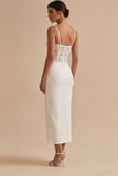 Lace Satin Corset Bodycon White Dress
