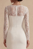 Long Sleeve Lace Bodycon White Midi Engagement Dress