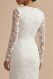 Long Sleeve Appliqued White Bodycon Midi Engagement Dress