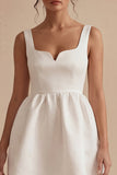Satin A Line Spaghetti Straps Mini White Dress
