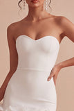 Strapless Bodycon Mini White Dress with Appliques
