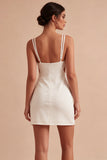 Satin Cut Out Bodycon Mini White Dress