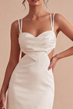 Satin Cut Out Bodycon Mini White Dress