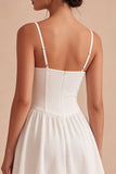 Lace Corset Pleated A Line Mini White Dress