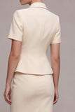 Ivory 2 Piece Peaked Lapel Work Dress with Short Sleeves