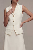 Ivory 2 Piece Notched Lapel A Line Midi Work Dress