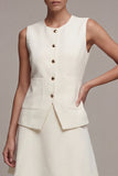 2 Piece Ivory A Line Sleeveless Mini Work Dress