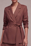 Notched Lapel Desert Rose 2 Piece A Line Mini Work Dress with Sash