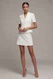 White Notched Lapel 2 Piece Bodycon Mini Work Dress