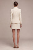 Ivory Notched Lapel Bodycon 2 Piece Mini Work Dress
