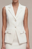 Notched Lapel White 2 Piece Bodycon Pearled Mini Work Dress