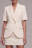 Ivory 2 Piece Notched Lapel Bodycon Single Buckle Mini Work Dress