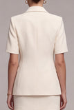 Ivory 2 Piece Notched Lapel Bodycon Single Buckle Mini Work Dress