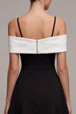 Black Bowed Cold Shoulder A Line Mini Dress