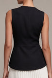 Black and White A Line Pleated Round Neck Mini Dress