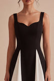 Black and White A Line Satin Mini Dress