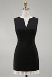 Black Sleeveless Bodycon Mini Dress with Ruffles