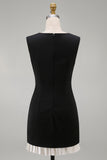 Black Sleeveless Bodycon Mini Dress with Ruffles