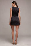 Black Bateau Neck Bowed Cut Out Bodycon Mini Dress