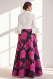 Pink Floral A Line Ruffled Maxi Mother of the Bride Dress with Sash
