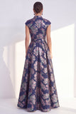 Floral Yellow A Line Maxi Mother of the Bride Dress with Sash