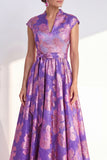Floral Yellow A Line Maxi Mother of the Bride Dress with Sash