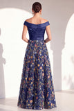 Off the Shoulder Ruched Floral Blush A Line Mother of the Bride Dress