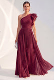 Sparkly One Shoulder Navy A Line Pleated Mother of the Bride Dress
