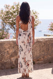 One Shoulder Floral Ivory Mermaid Wedding Guest Dress with Sash