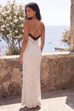 White Black Spaghetti Straps Polka Dot Maxi Dress