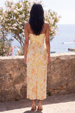 Strapless Yellow Floral Sheath Wedding Guest Dress