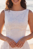 Floral A Line Bateau Neck Mini White Dress